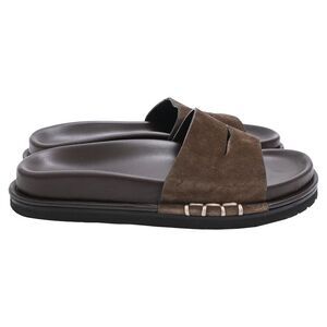 Jw Anderson Fussbett Slide Sandals in Brown Suede